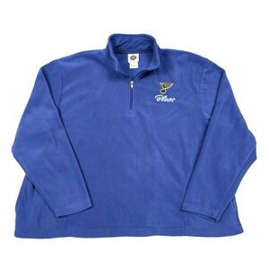 St Louis Blues Mens 2XL Blue 1/4 Zip Fleece Pullover Jacket, Pockets, Hockey NHL